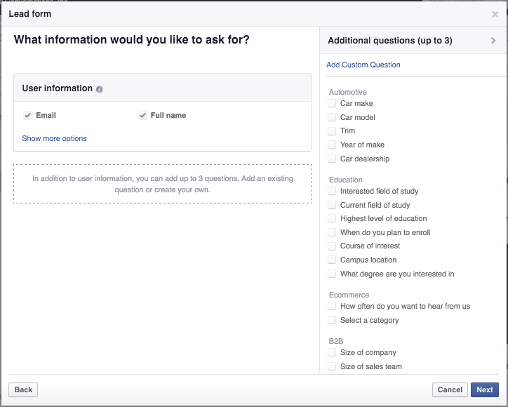preguntas para lead facebook